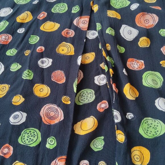 Vintage Mosaic Woman Black & Multicolor Fruit Print Plus Size Midi Length Skirt - Picture 9 of 12